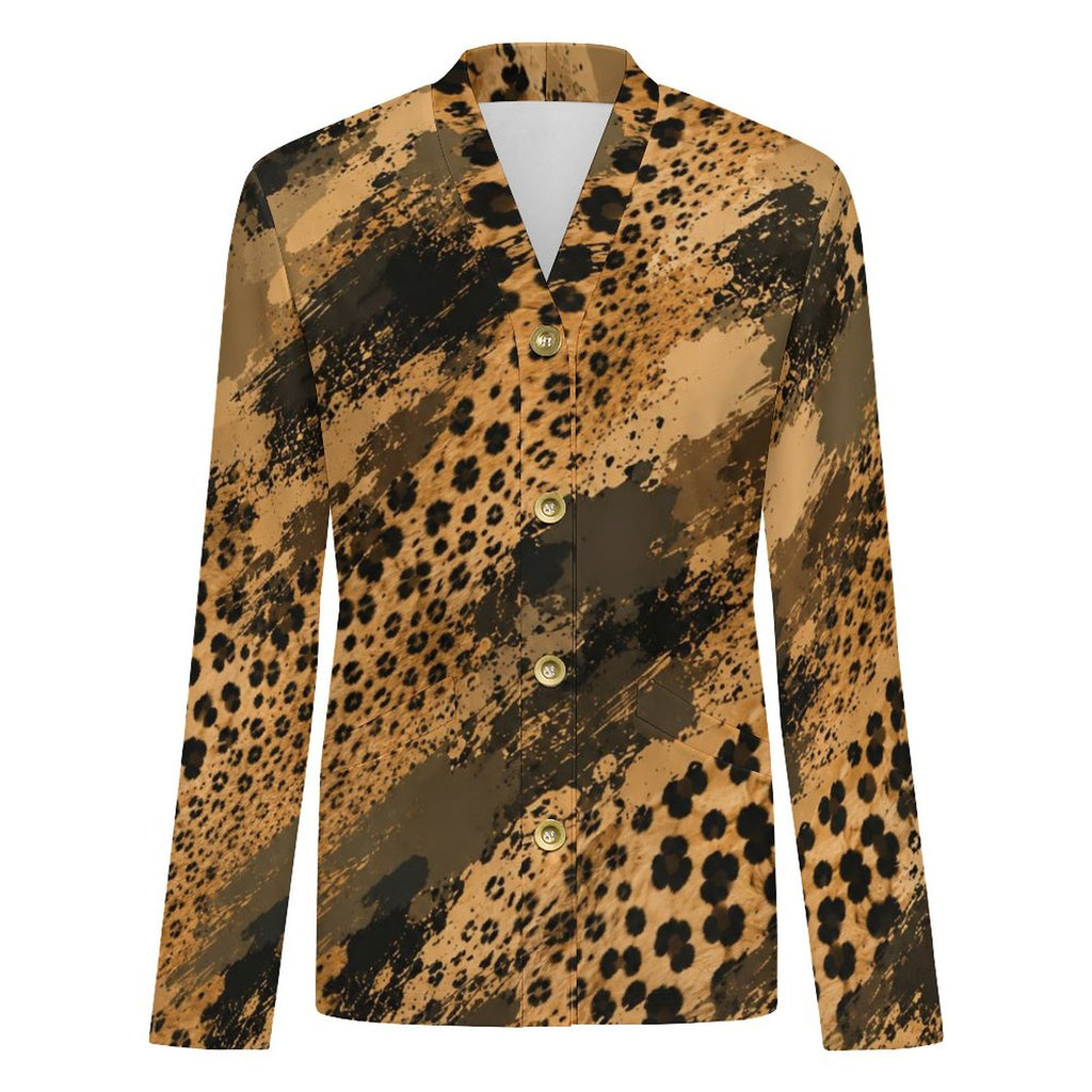 170gsm Women's Lightweight Cardigan(All-Over Printing) - Cheetah camouflage texture