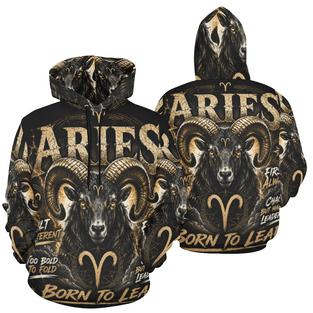 AOP Hoodie - Aries - Born to lead Men's All Over Print Hoodie (USA Size) (Model H13)