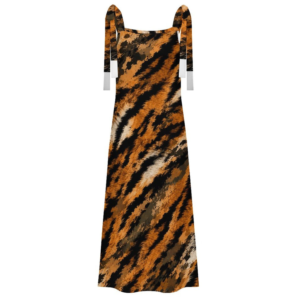 180gsm Ankle-length Slip Dress With Straps(All-Over Printing) - Zebra-stripe pattern