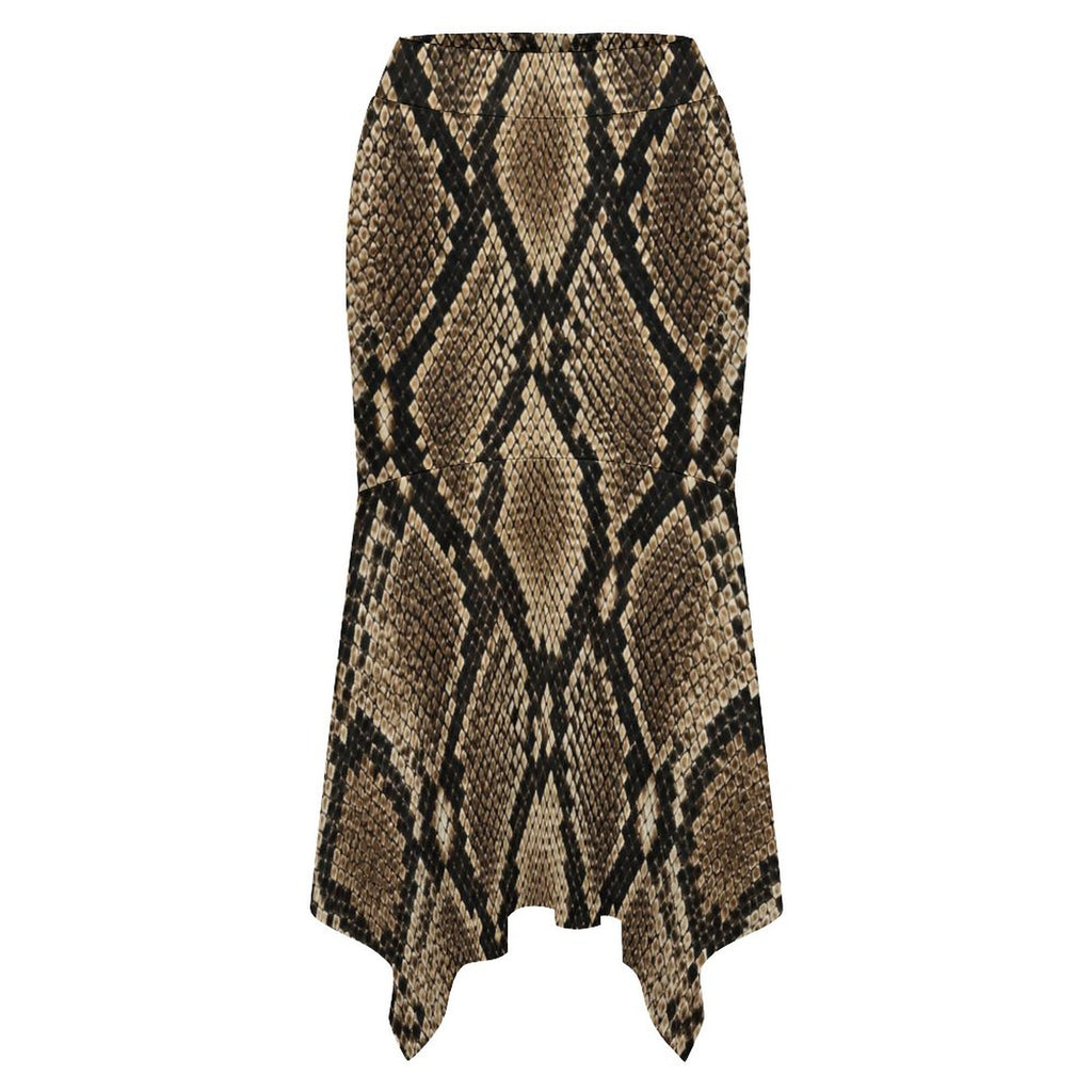 180gsm Irregular Hemmed Skirt(All-Over Printing) - Snake skin Pattern