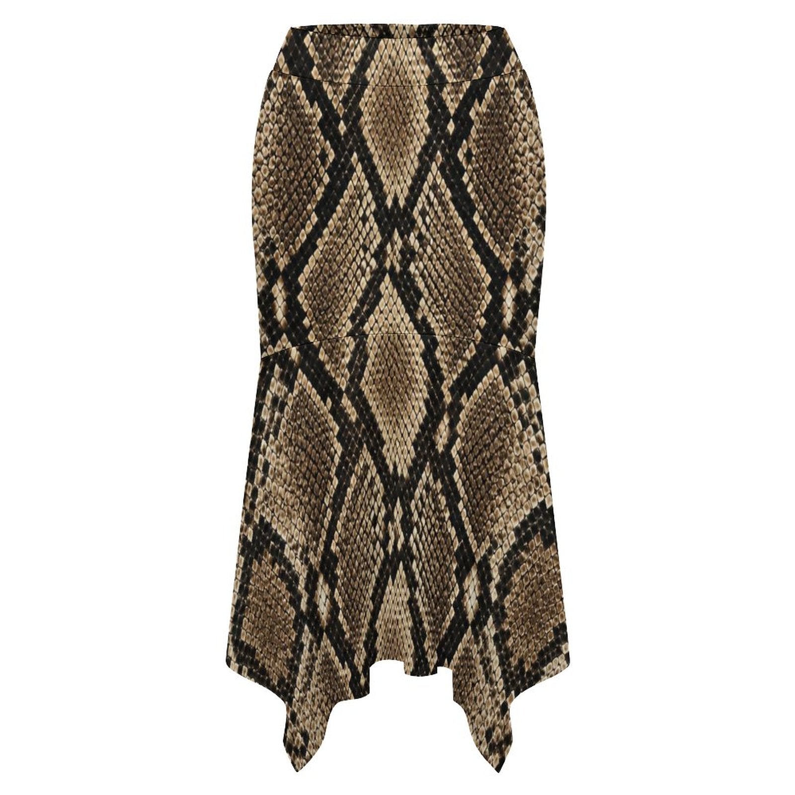 180gsm Irregular Hemmed Skirt(All-Over Printing) - Snake skin Pattern