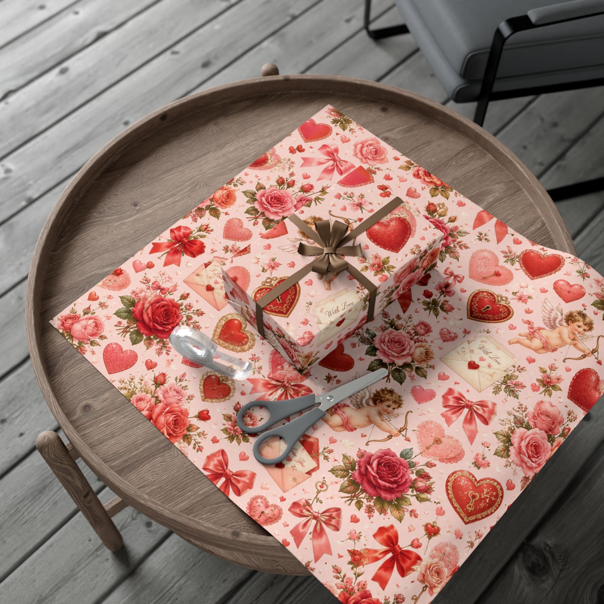 Gift Wrap Paper — Romantic vintage Valentine pattern
