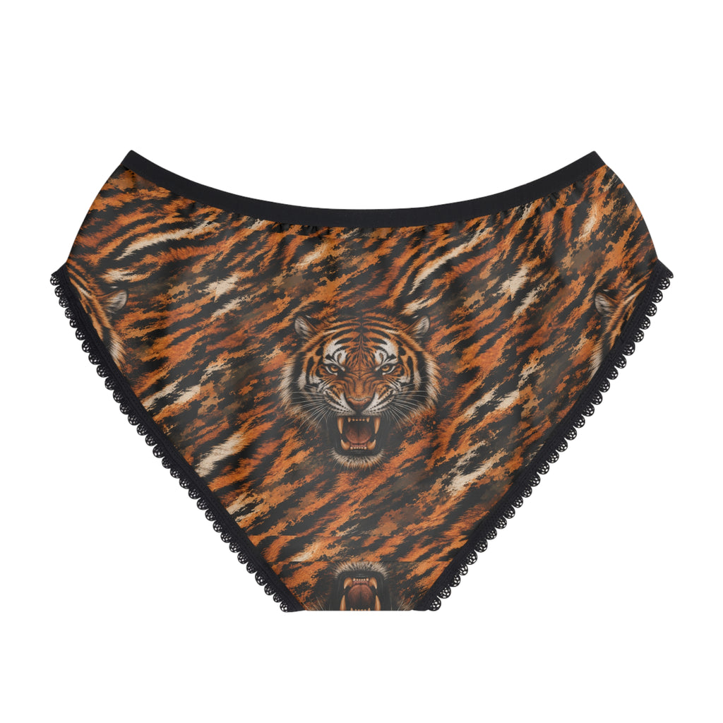 Women's Briefs — Angry tiger in a chaotic camo