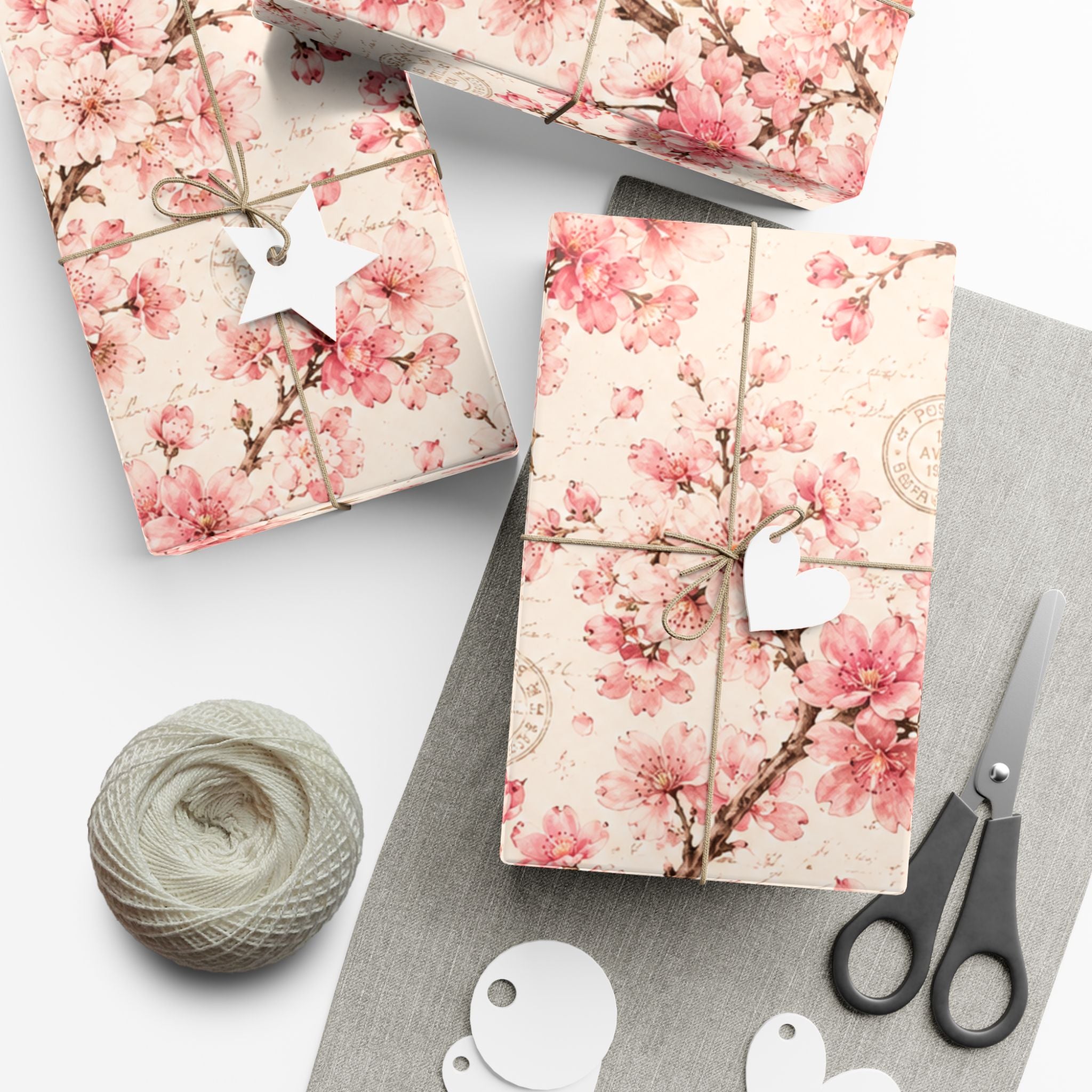 Gift Wrap Paper — Vintage sakura with postal accents