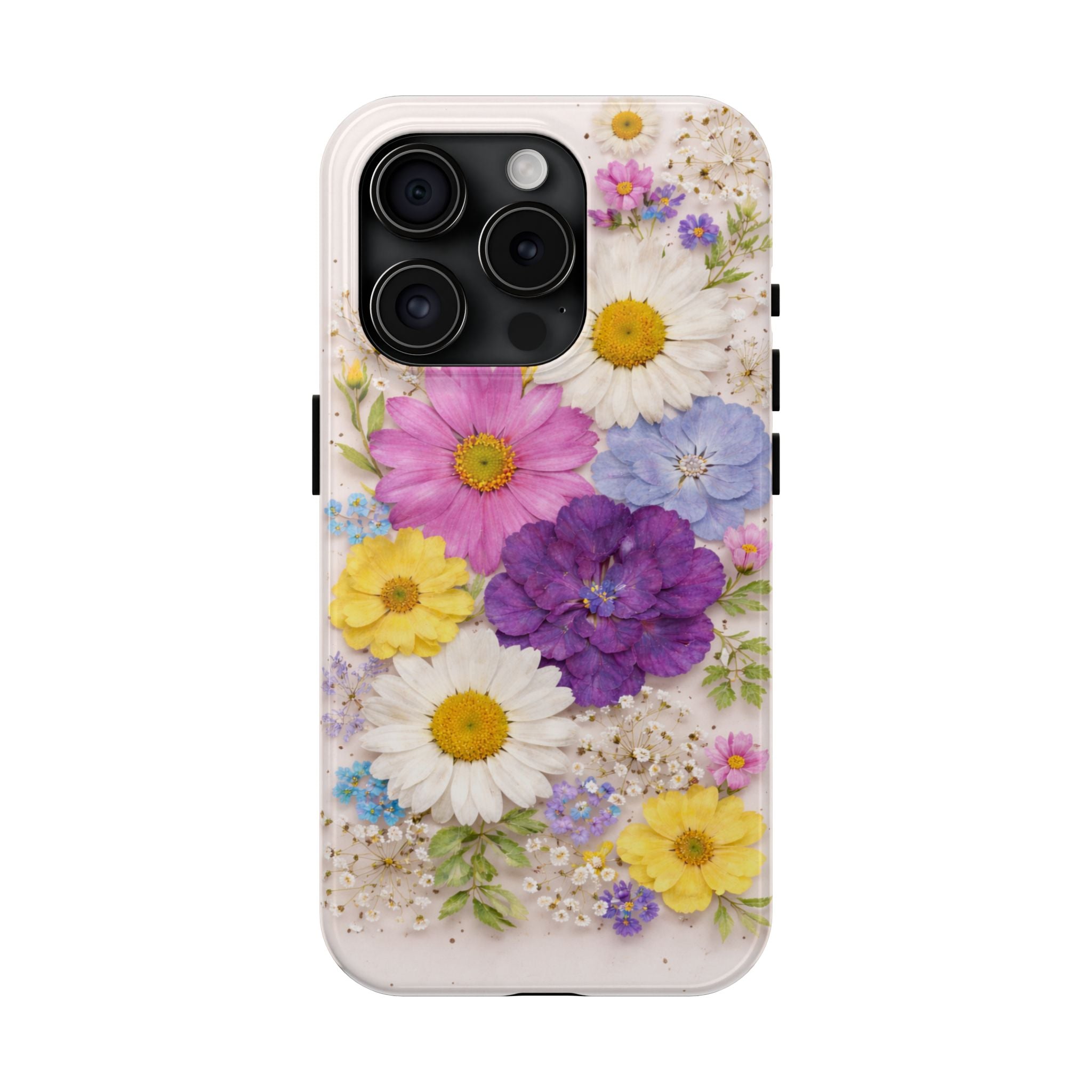 Pressed Flower Phone Case — Soft Hues Floral Arrangement