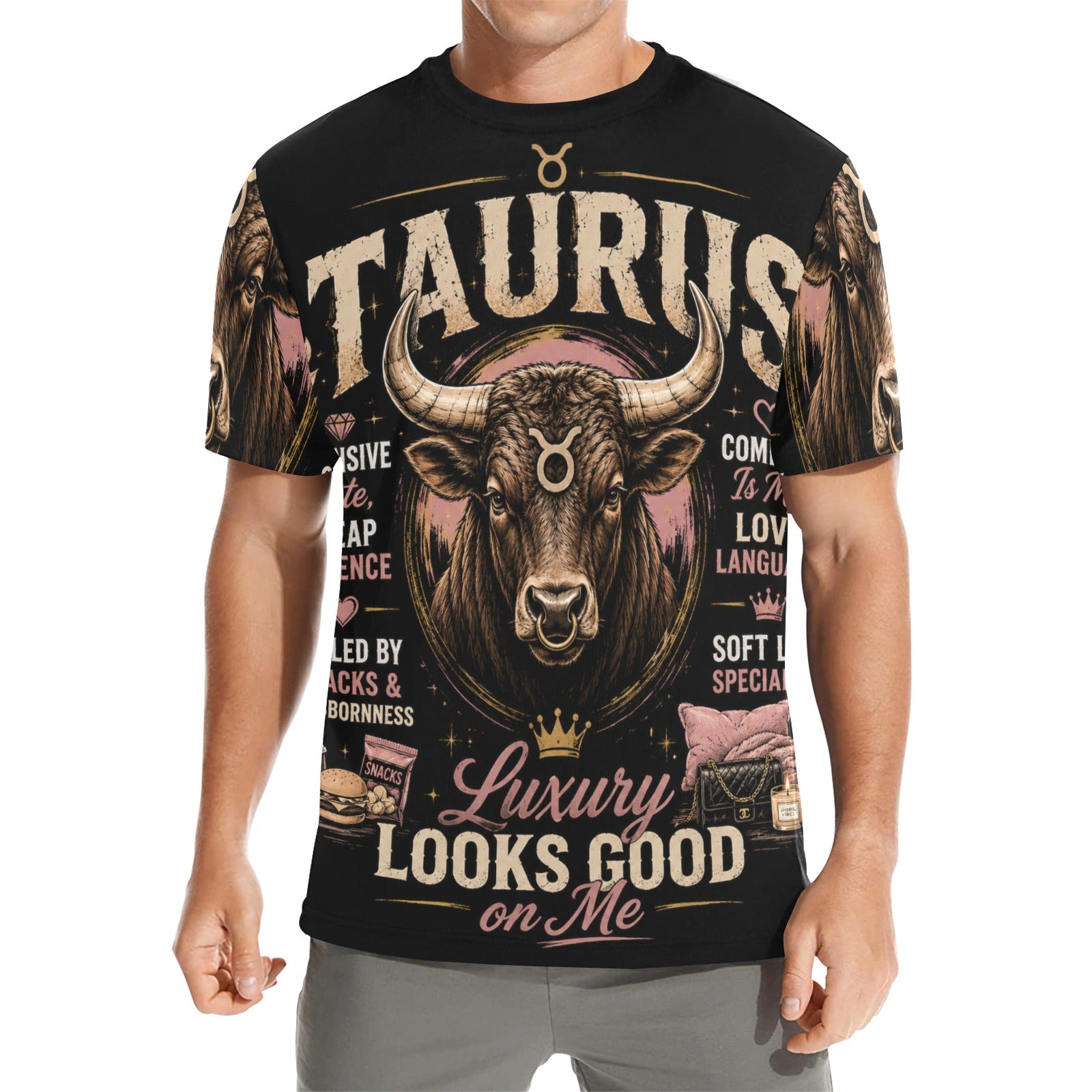 AOP T-Shirt - Taurus - Luxury looks good on me Men's All Over Print Crew Neck T-Shirt(T40-2)