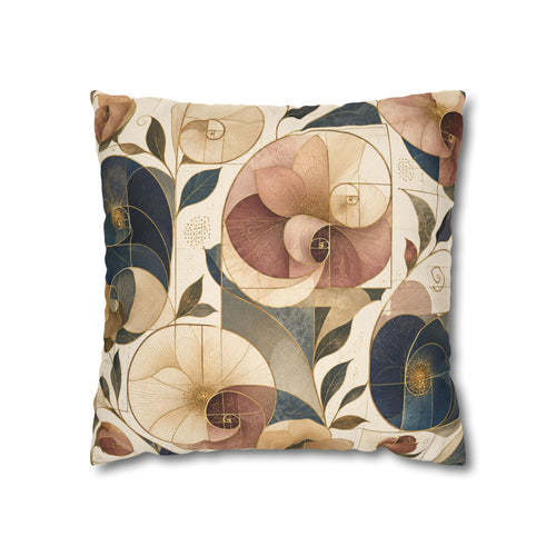 Botanical Spiral Decorative Pillowcase — Earthy Floral Throw Pillow Cover