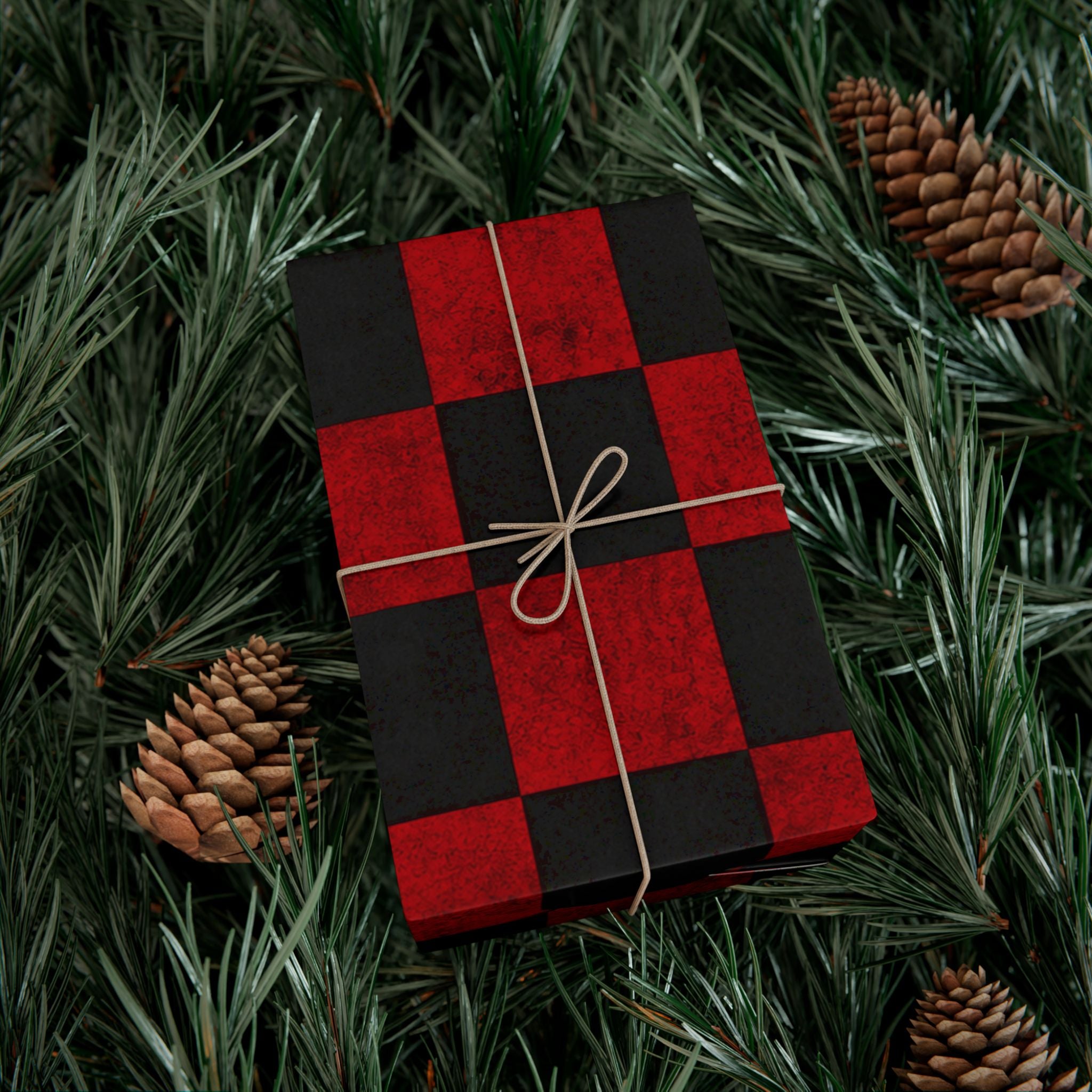Gift Wrap Paper — Grungy red and black checkerboard pattern