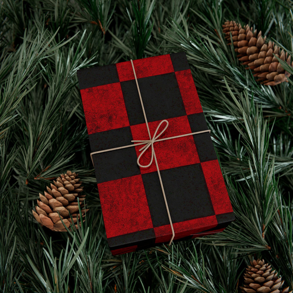 Gift Wrap Paper — Grungy red and black checkerboard pattern