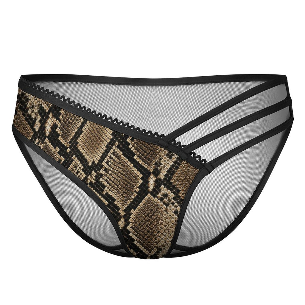 Multi-Strap Lace Briefs(All-Over Printing) - Snake skin Pattern
