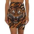 Mid‑Waist Pencil Skirt — Angry tiger in a chaotic camo