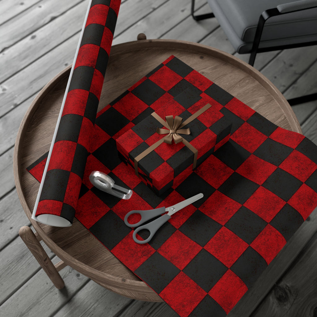 Gift Wrap Paper — Grungy red and black checkerboard pattern