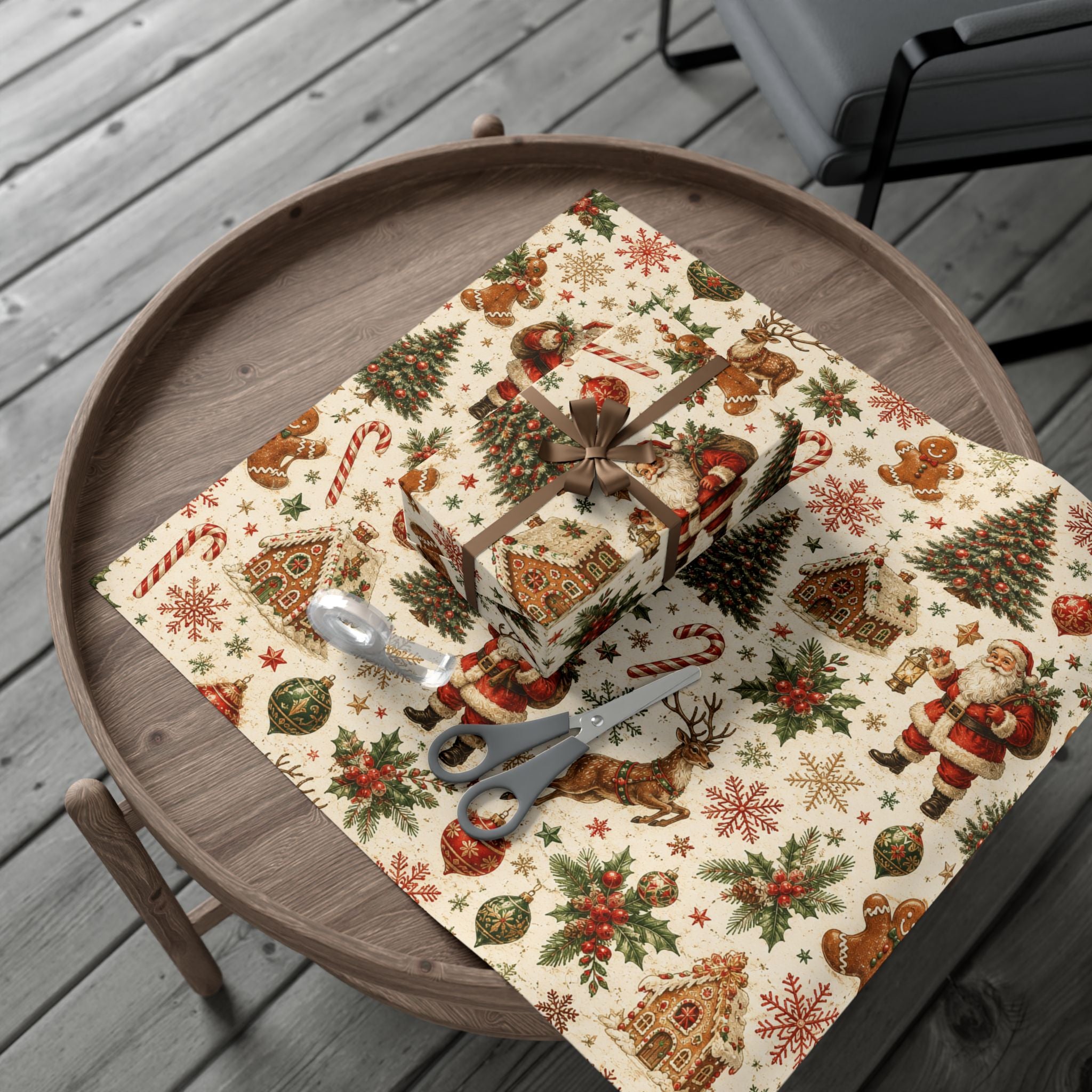 Gift Wrap Paper — Retro vintage holiday pattern decorations