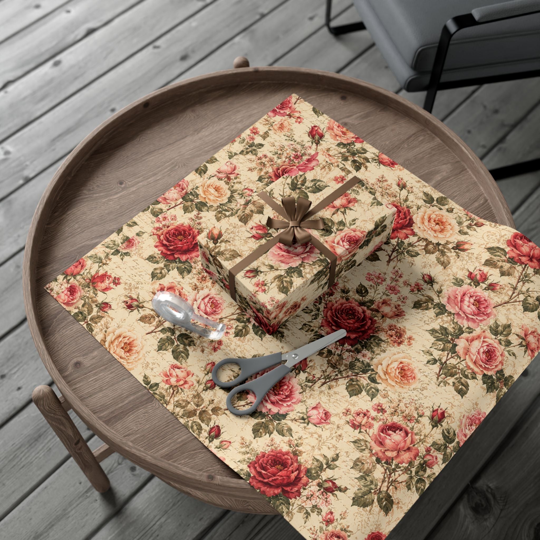 Gift Wrap Paper — Vintage rose floral Romantic Shabby Chic Wrapping Sheets
