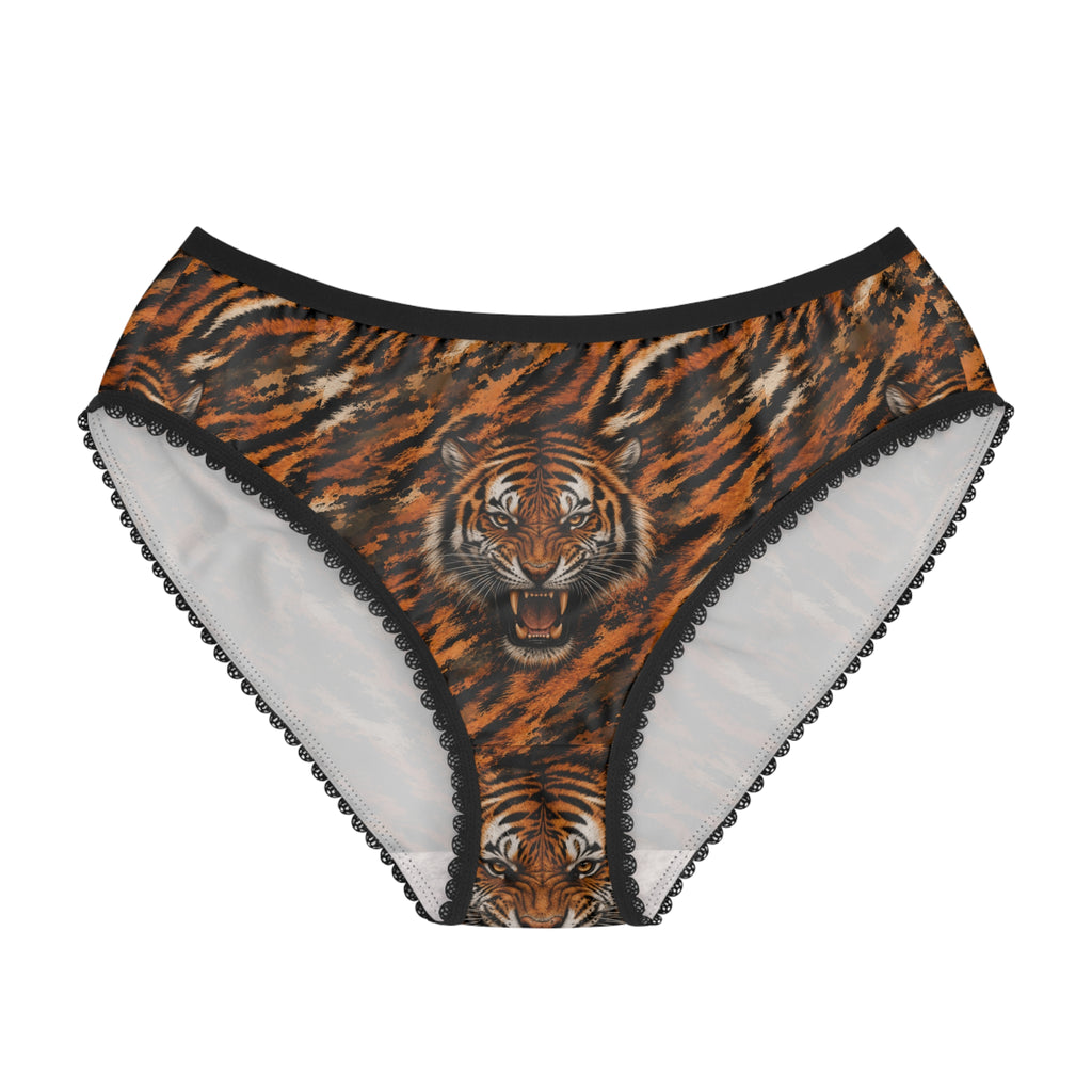Women's Briefs — Angry tiger in a chaotic camo