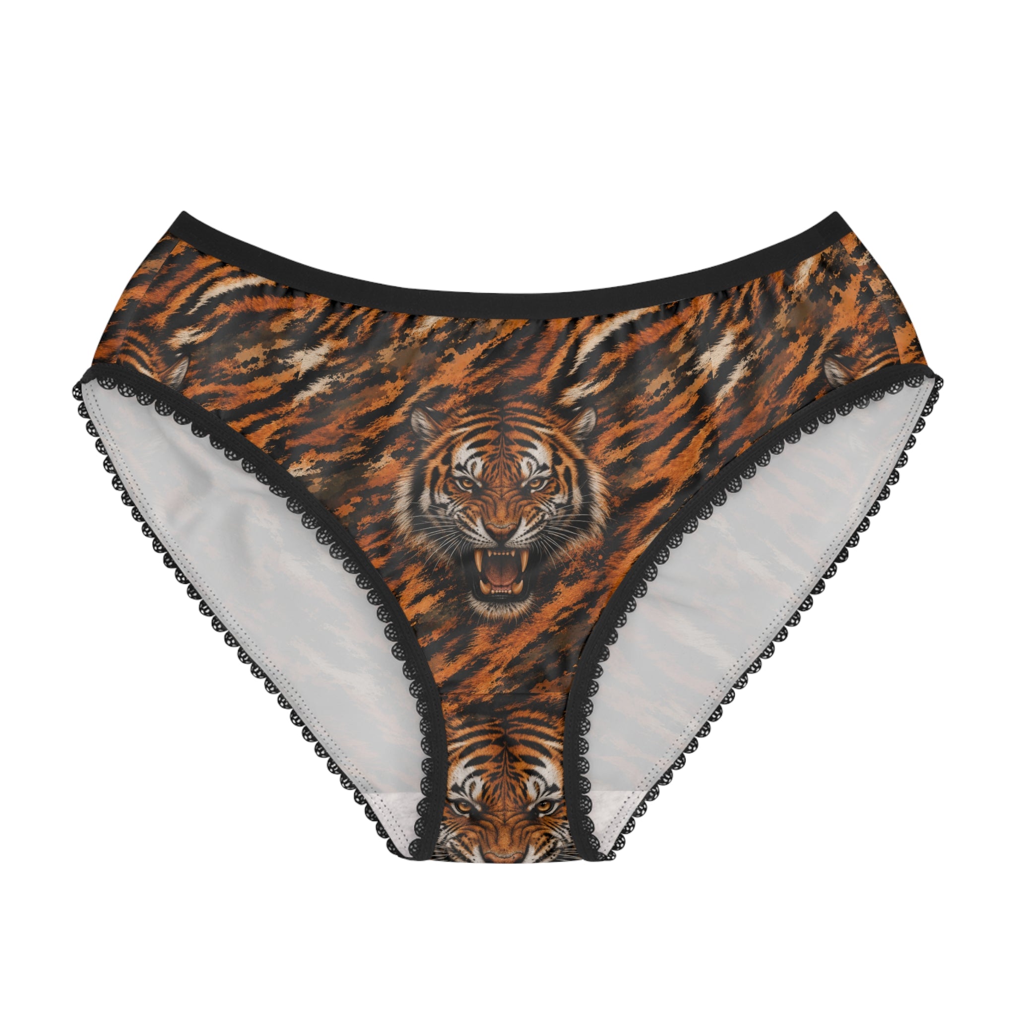 Women's Briefs — Angry tiger in a chaotic camo
