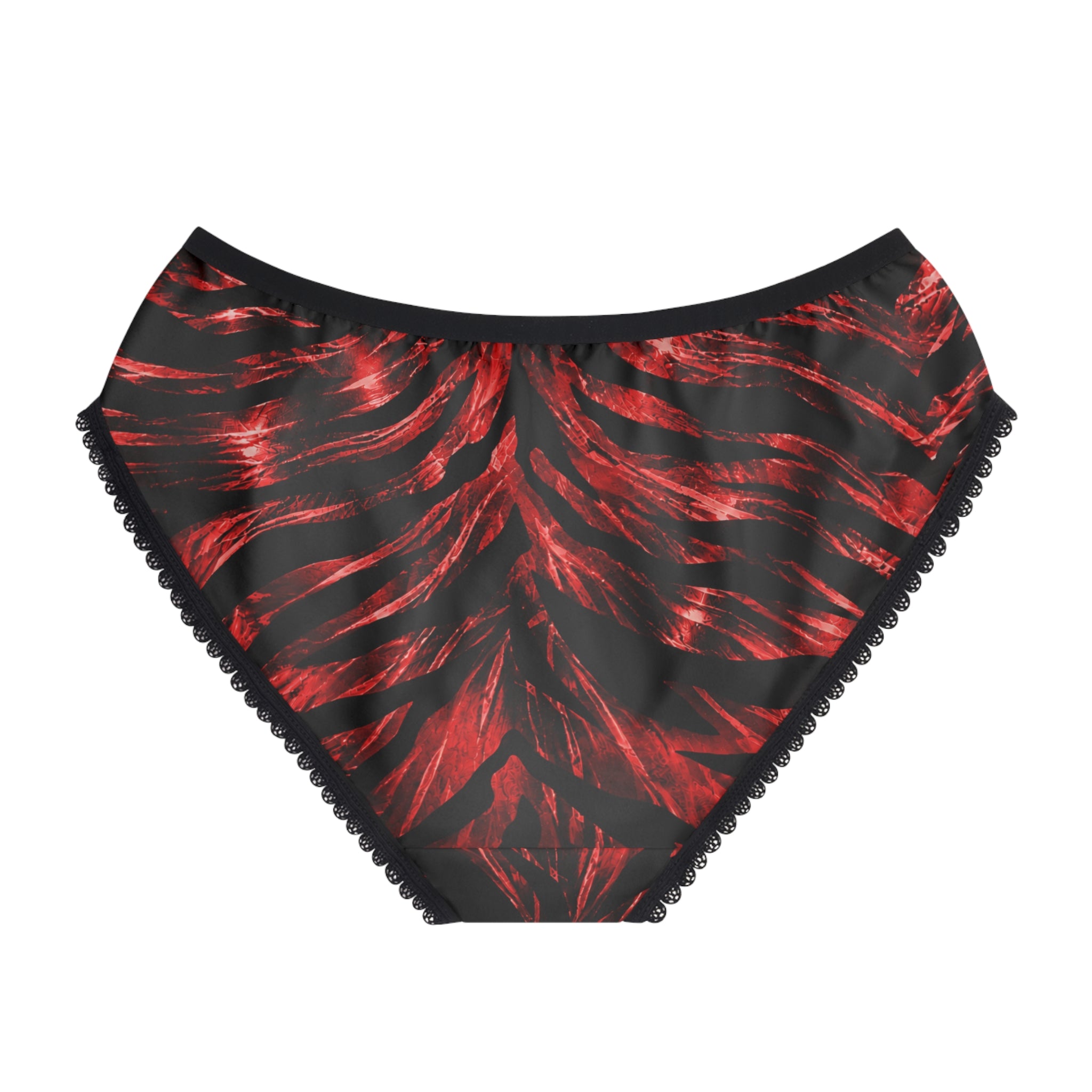 Red Flame Tiger-Stripe Women's Briefs — Bold Animal Print AOP