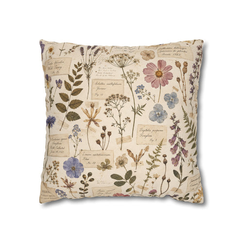 Botanical Vintage Floral Pillowcase — Square Decorative Throw Pillow Cover