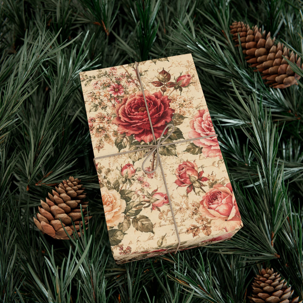 Gift Wrap Paper — Vintage rose floral Romantic Shabby Chic Wrapping Sheets