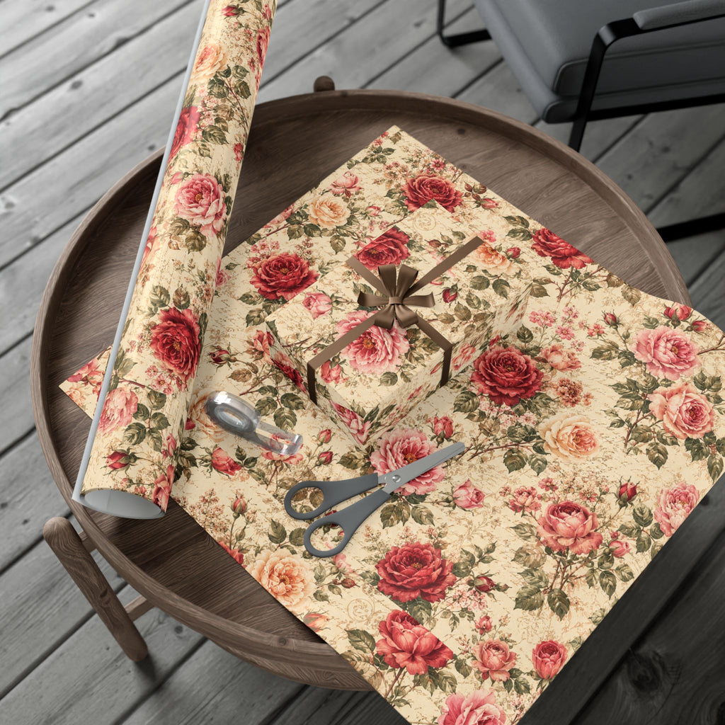 Gift Wrap Paper — Vintage rose floral Romantic Shabby Chic Wrapping Sheets