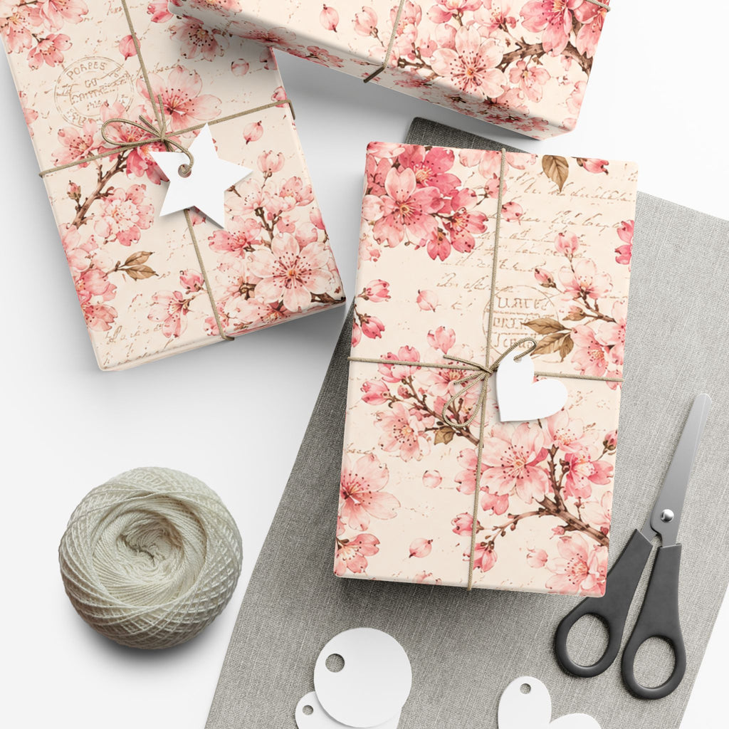 Gift Wrap Paper — Vintage sakura with postal accents