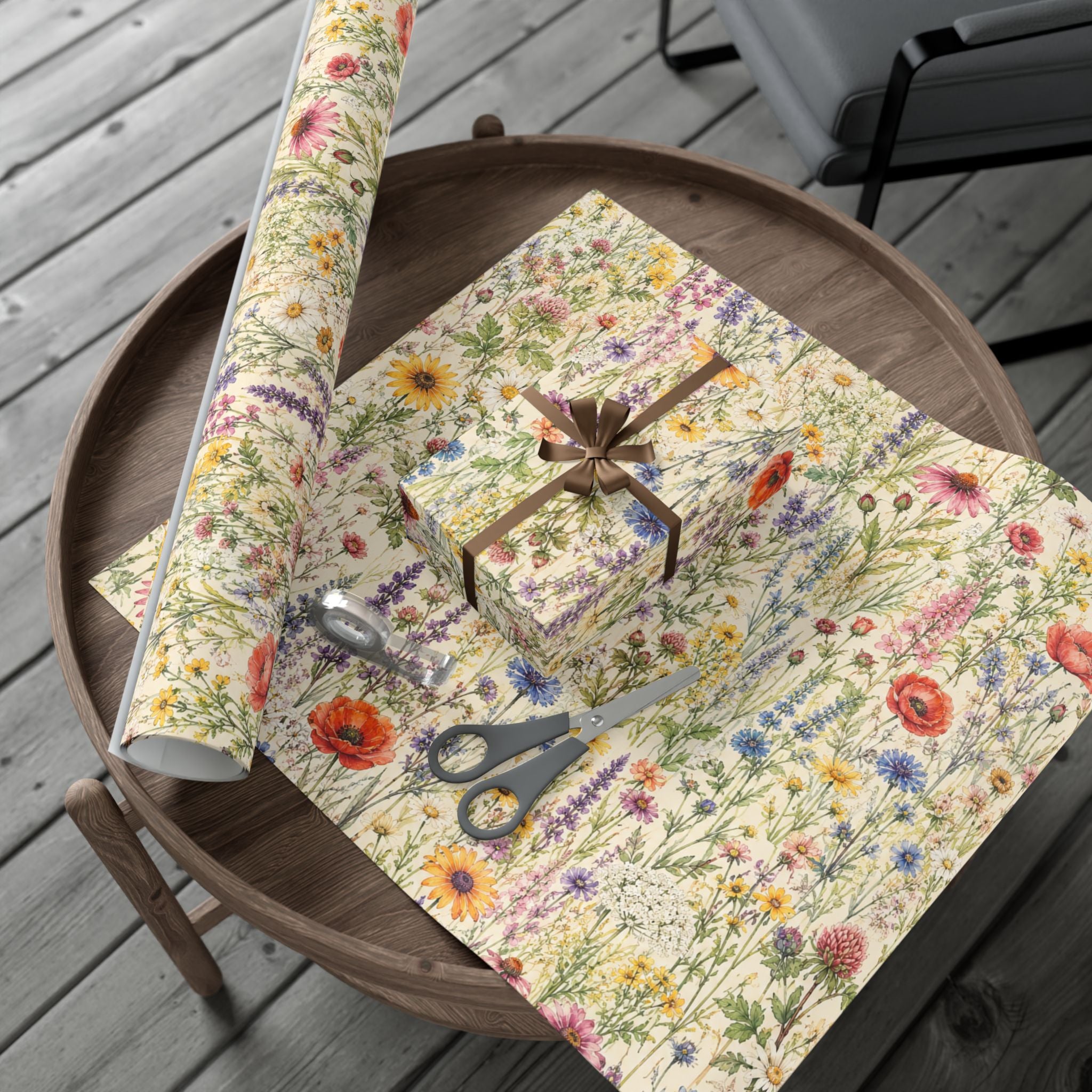 Gift Wrap Paper — Wildflower meadow watercolor pattern