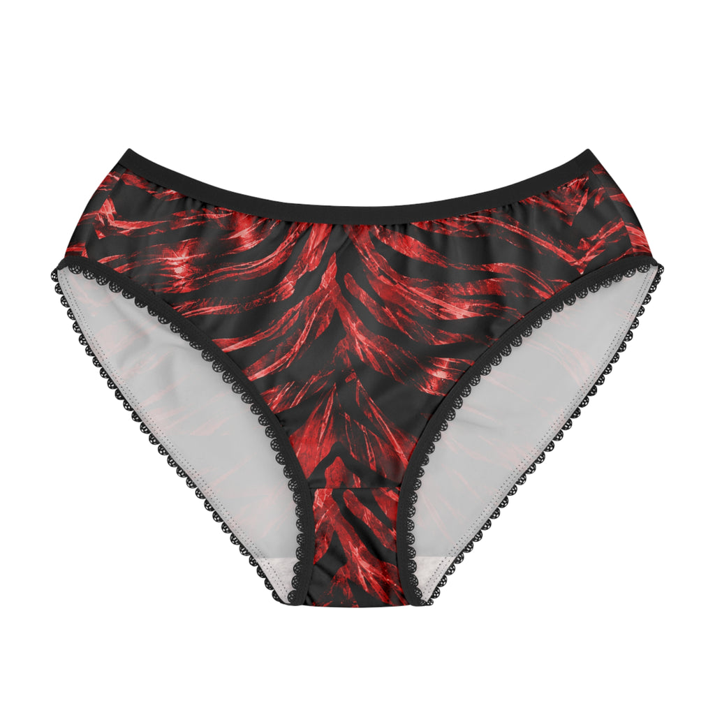 Red Flame Tiger-Stripe Women's Briefs — Bold Animal Print AOP
