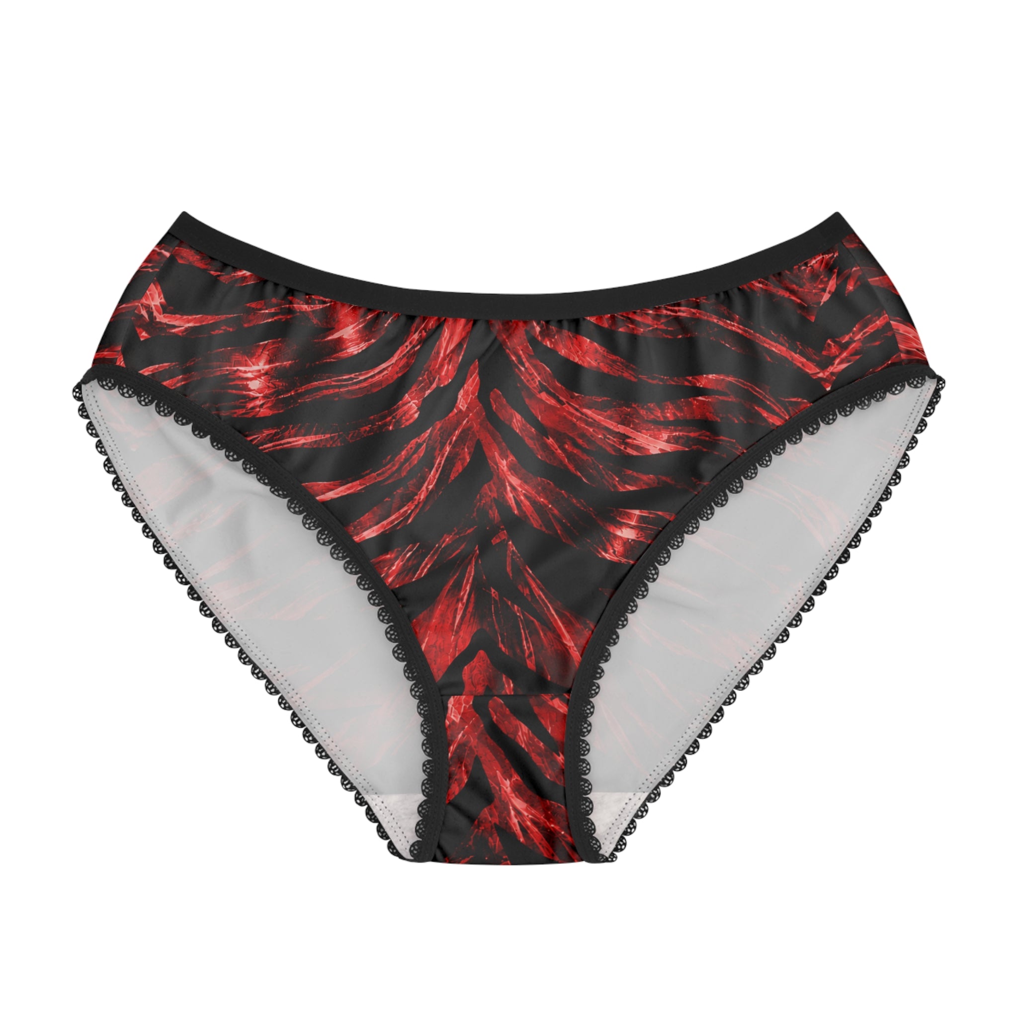 Red Flame Tiger-Stripe Women's Briefs — Bold Animal Print AOP