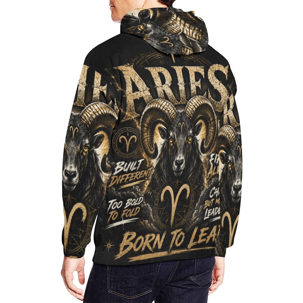 AOP Hoodie - Aries - Born to lead Men's All Over Print Hoodie (USA Size) (Model H13)
