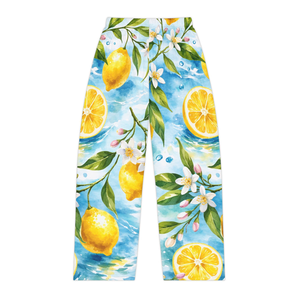 Lemon Blossom Women's Pajama Pants — Floral Citrus Lounge Sleepwear