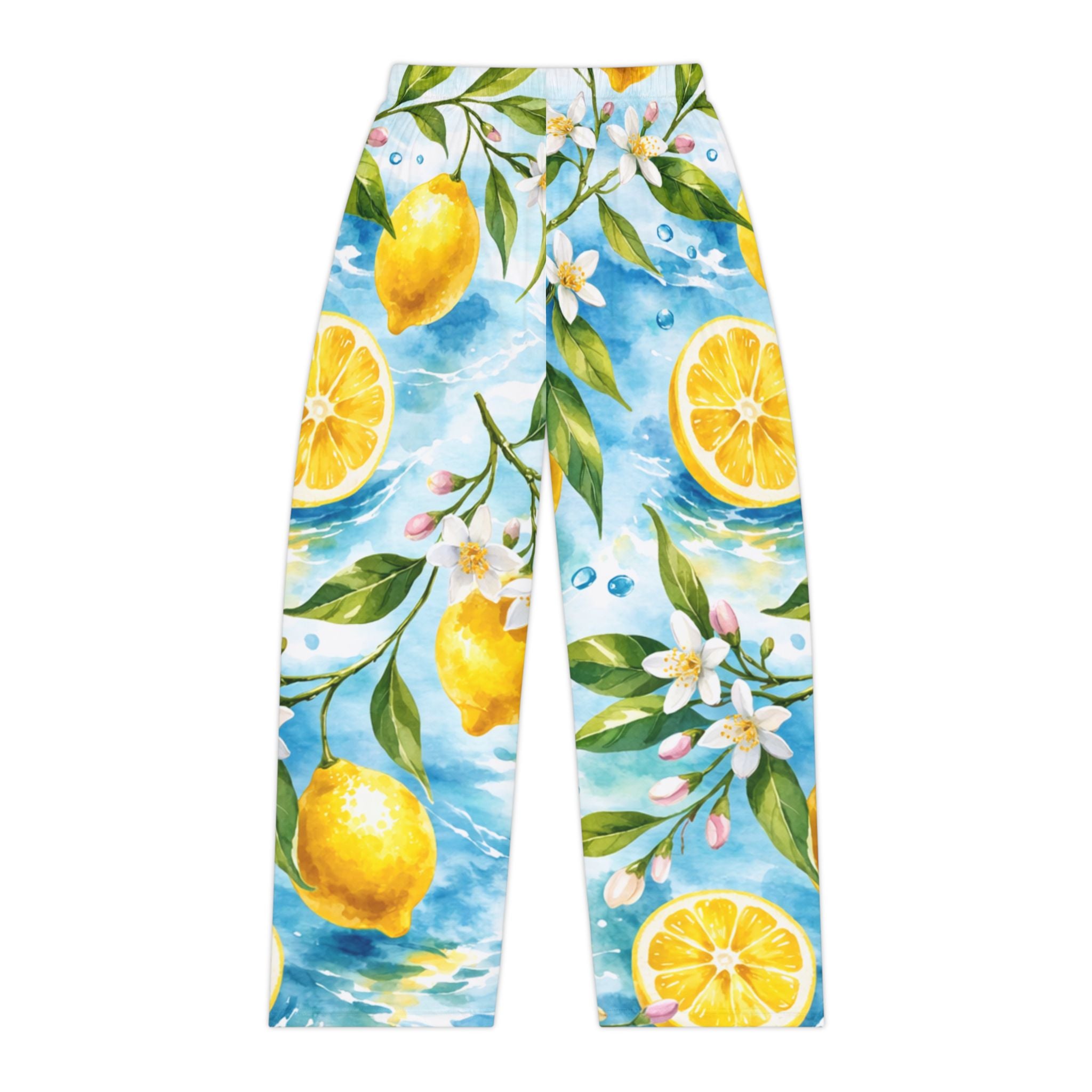Lemon Blossom Women's Pajama Pants — Floral Citrus Lounge Sleepwear