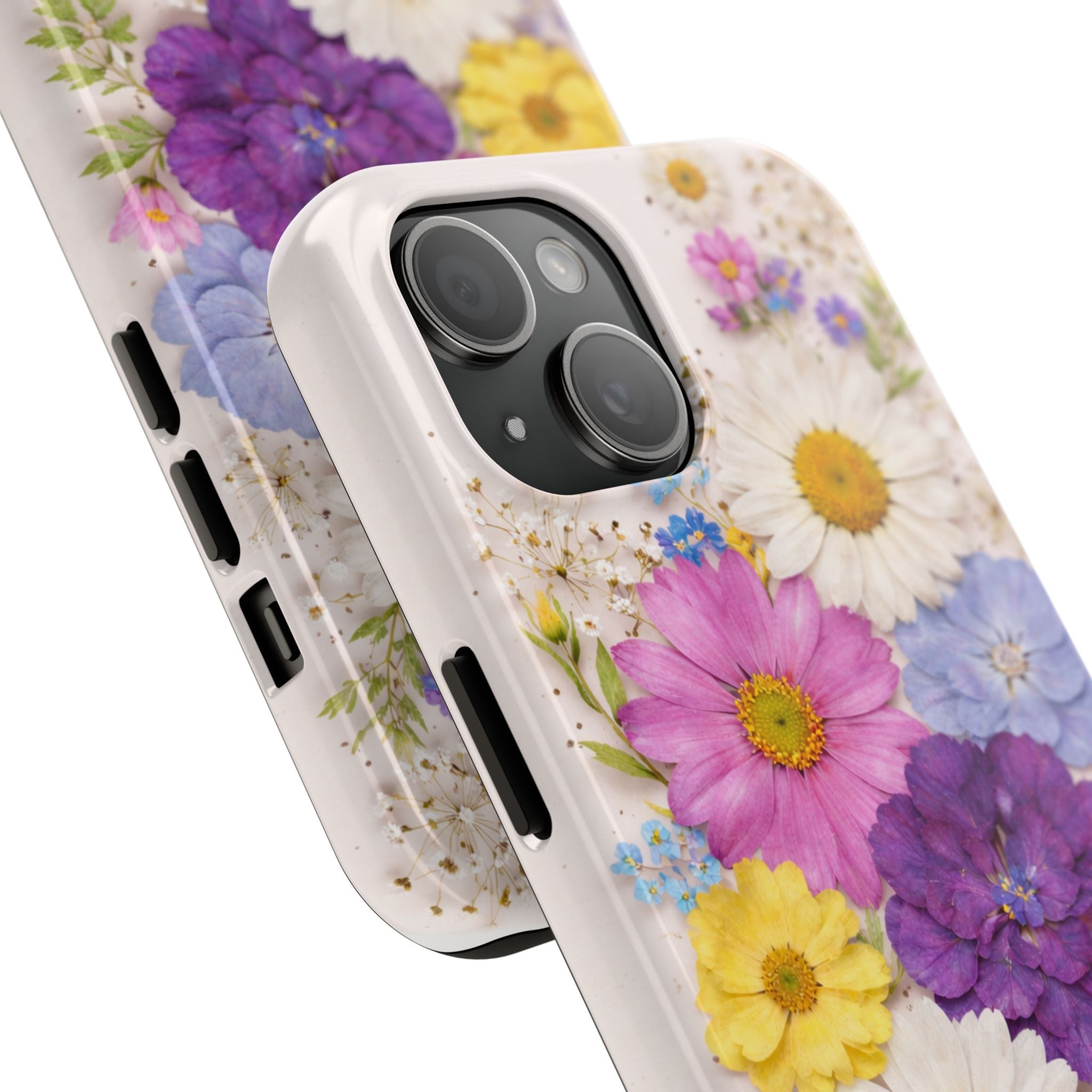 Pressed Flower Phone Case — Soft Hues Floral Arrangement