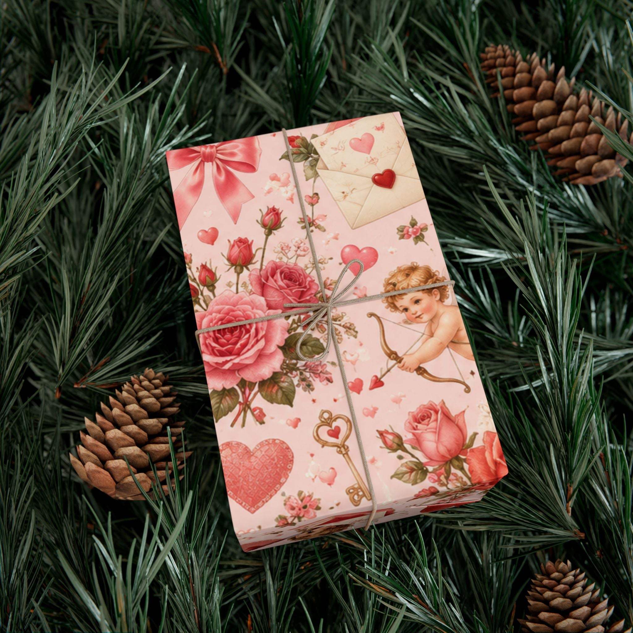 Gift Wrap Paper — Romantic vintage Valentine pattern