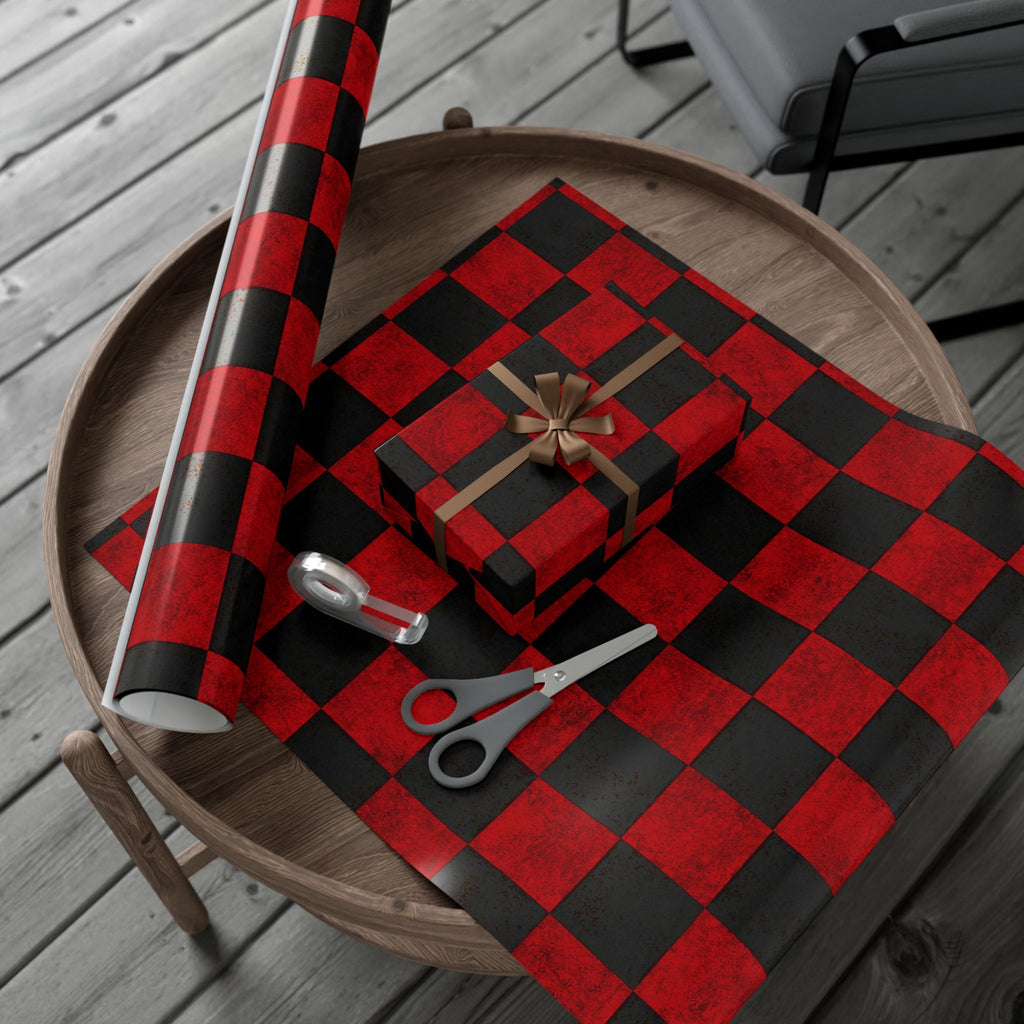 Gift Wrap Paper — Grungy red and black checkerboard pattern