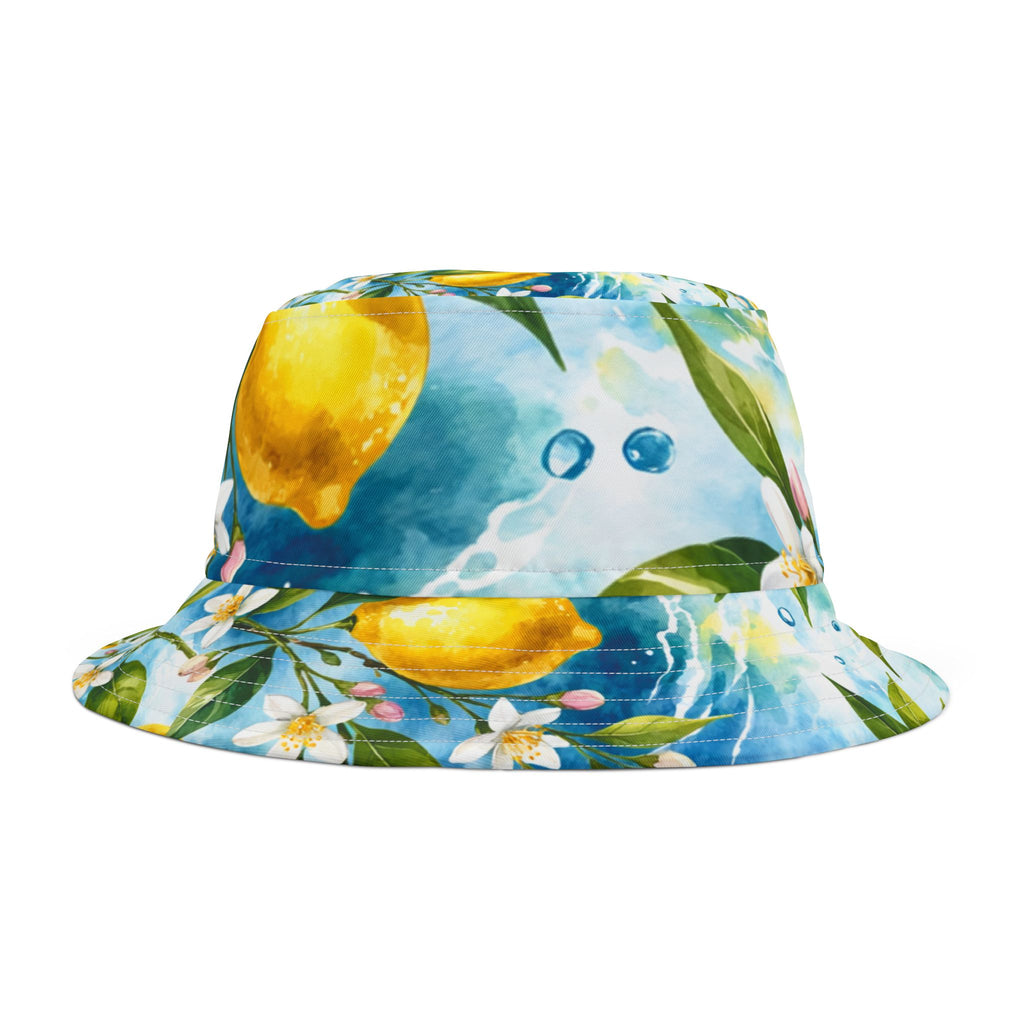 Lemon Blossom Bucket Hat — Tropical Citrus Floral Print Summer Hat
