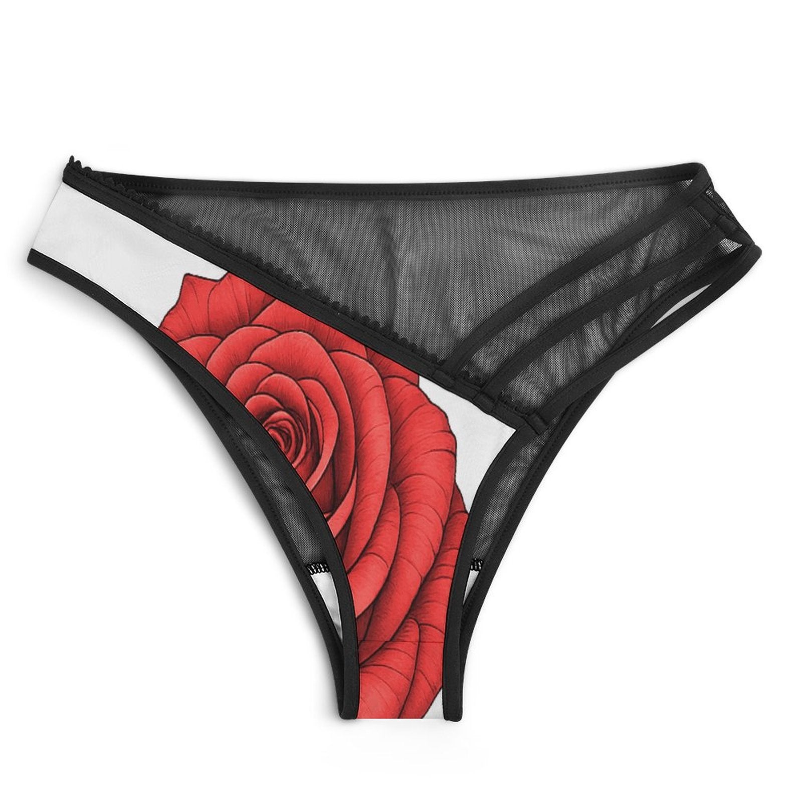 Multi-Strap Lace Briefs(All-Over Printing) - Red Rose