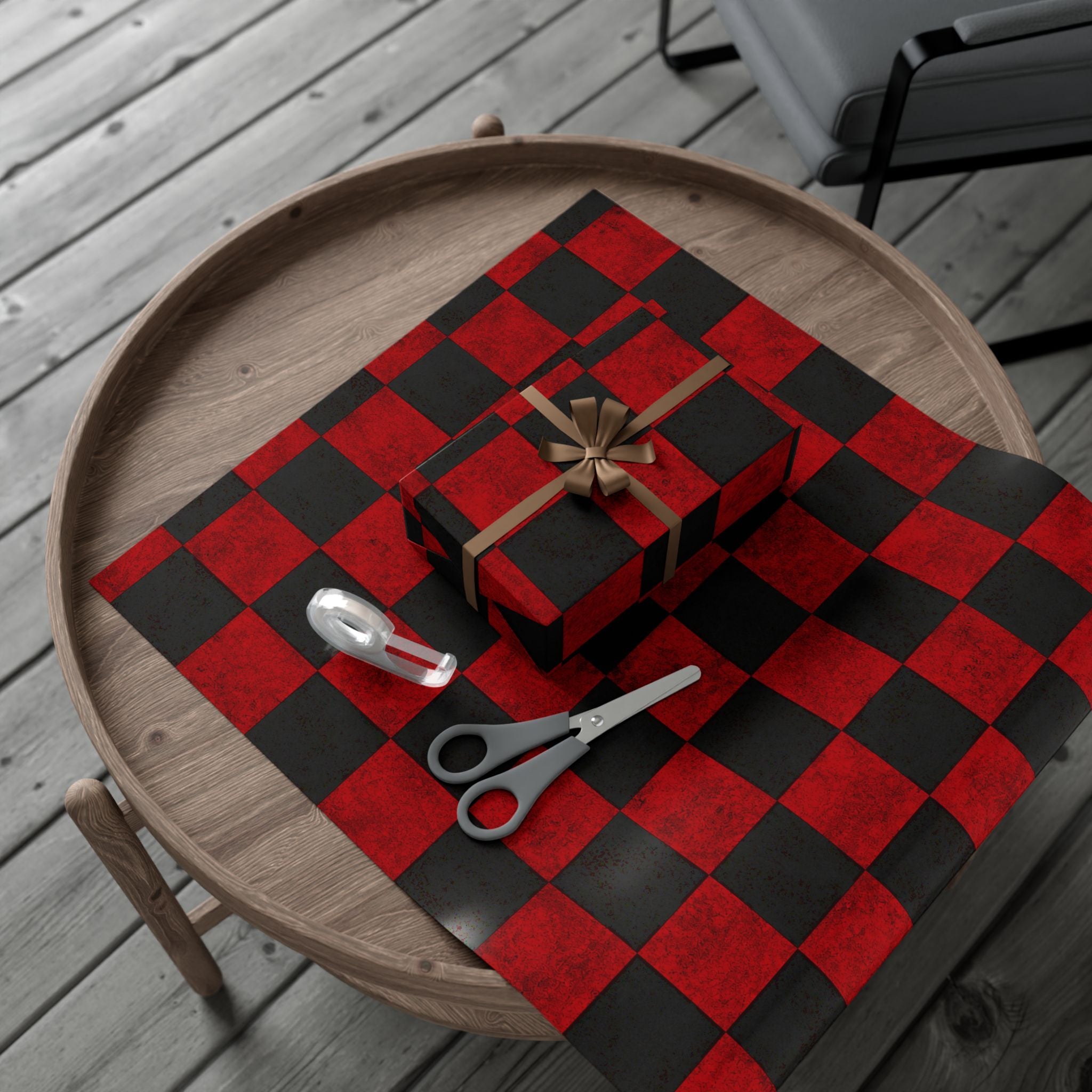 Gift Wrap Paper — Grungy red and black checkerboard pattern