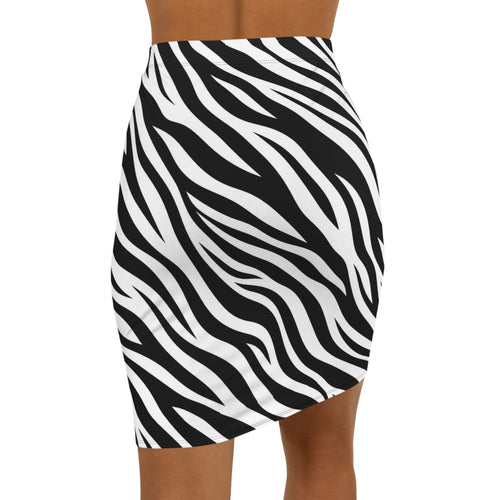 Mid‑Waist Pencil Skirt — Zebra-stripe pattern