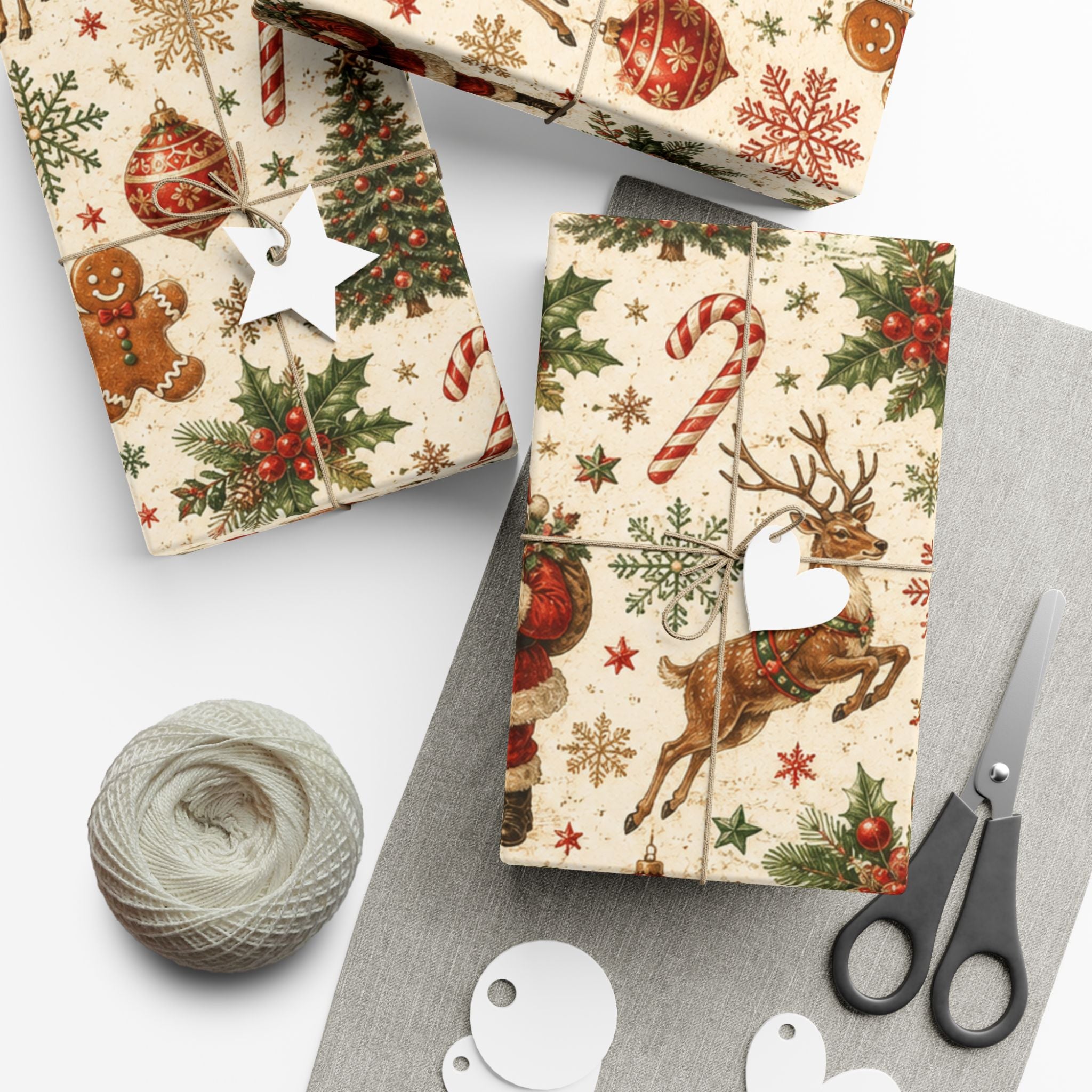 Gift Wrap Paper — Retro vintage holiday pattern decorations