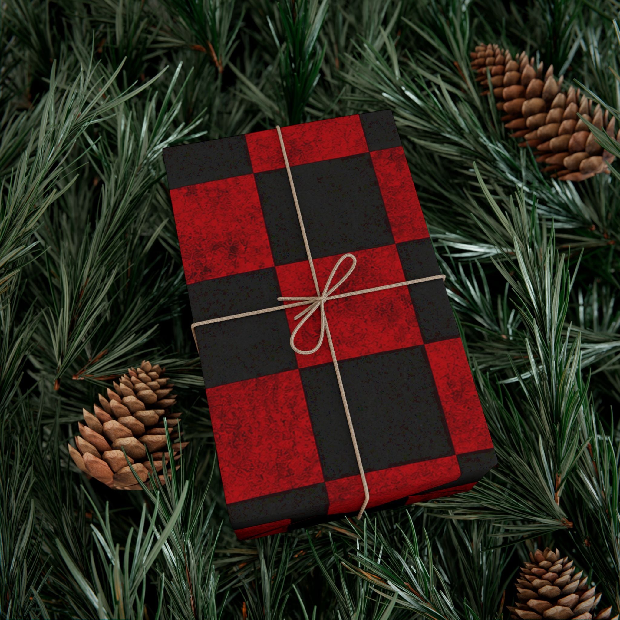 Gift Wrap Paper — Grungy red and black checkerboard pattern