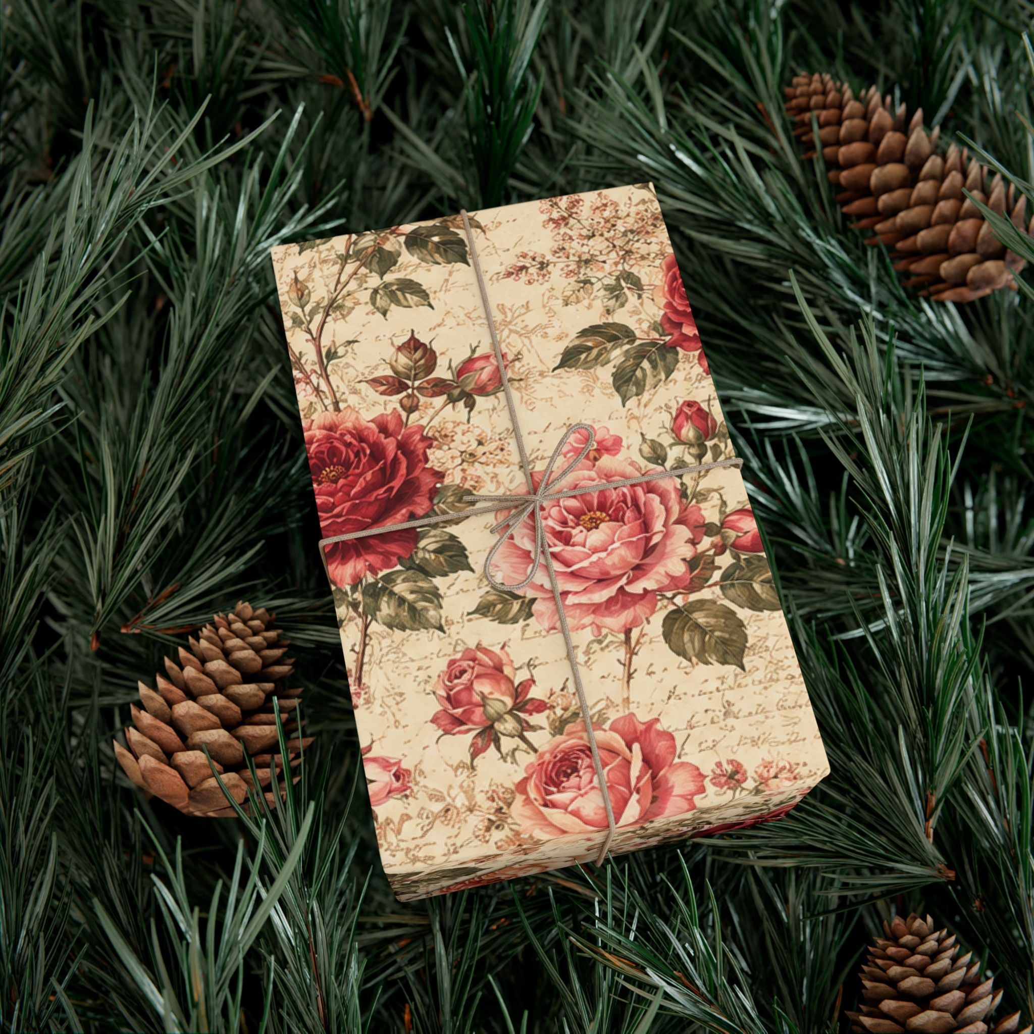 Gift Wrap Paper — Vintage rose floral Romantic Shabby Chic Wrapping Sheets