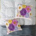 Floral Bouquet Square Pillow - Watercolor Wildflowers Throw Pillow