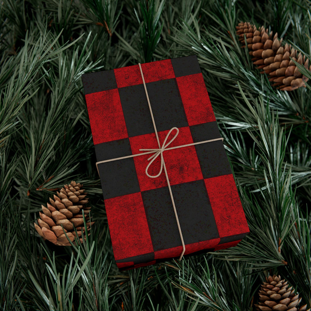 Gift Wrap Paper — Grungy red and black checkerboard pattern