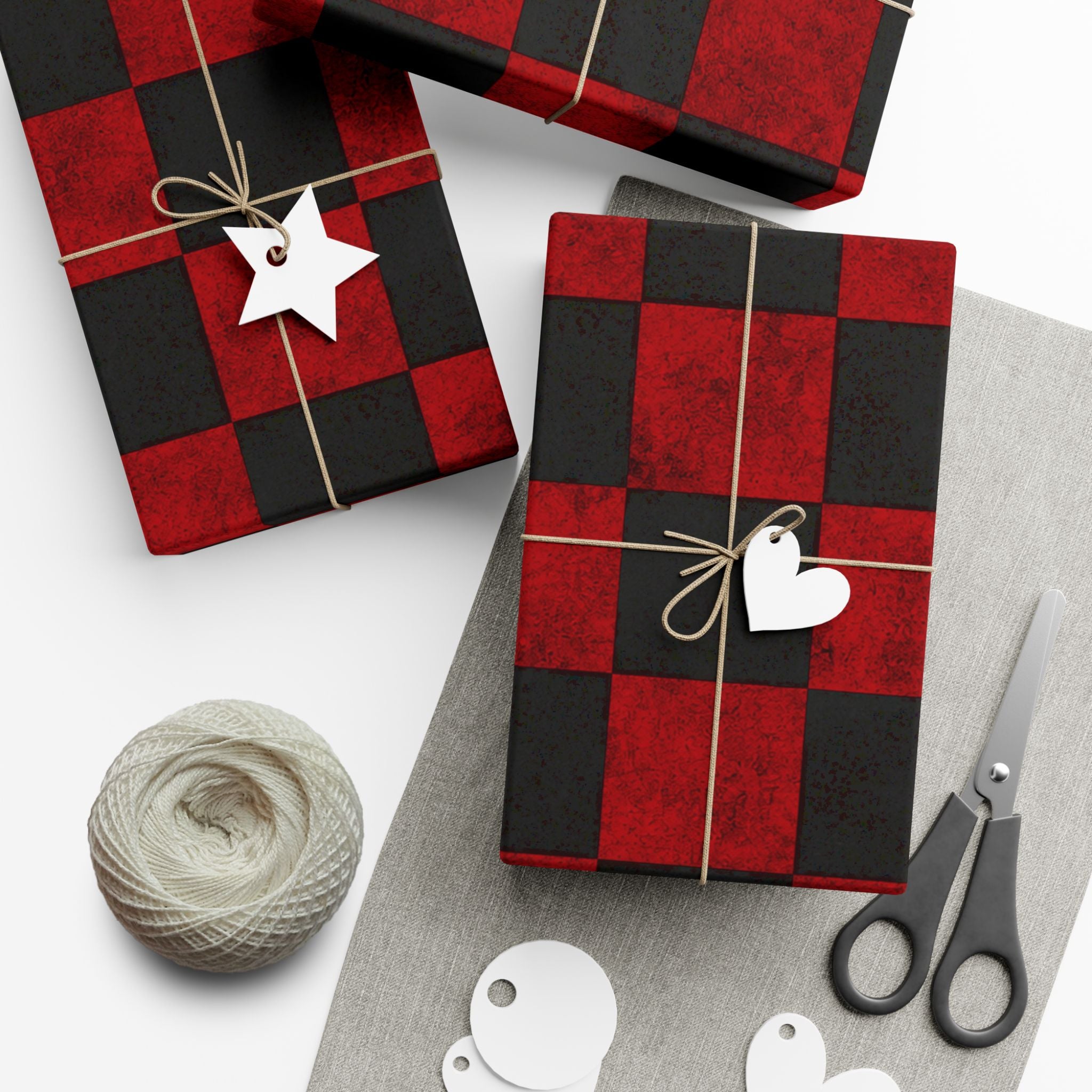 Gift Wrap Paper — Grungy red and black checkerboard pattern