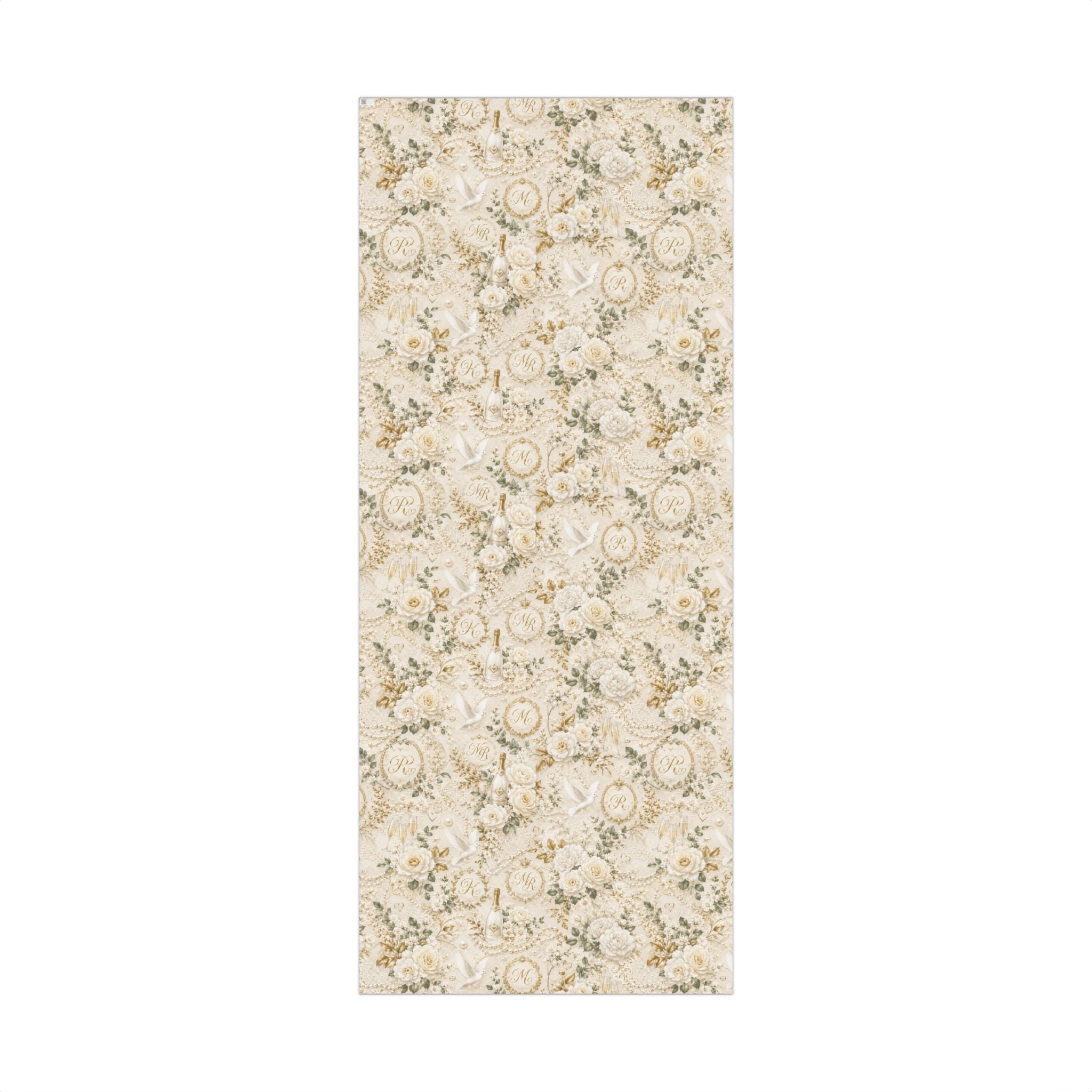 Gift Wrap Paper — Elegant wedding pattern with gold accents