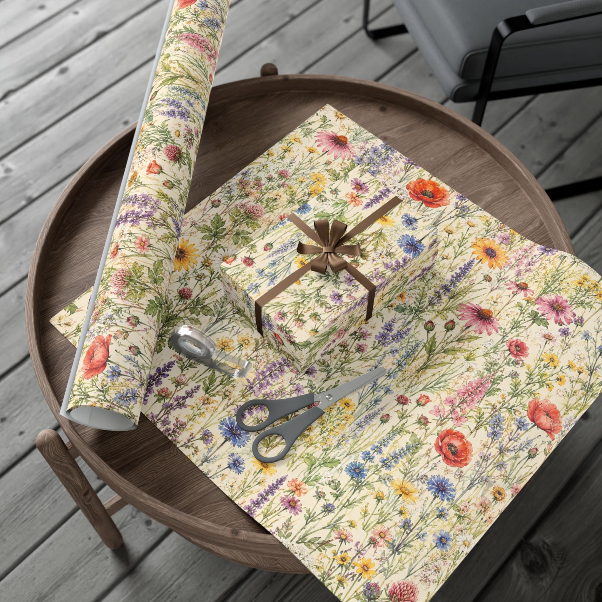 Gift Wrap Paper — Wildflower meadow watercolor pattern