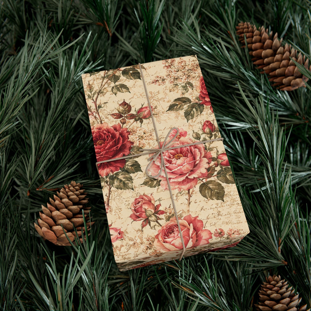 Gift Wrap Paper — Vintage rose floral Romantic Shabby Chic Wrapping Sheets