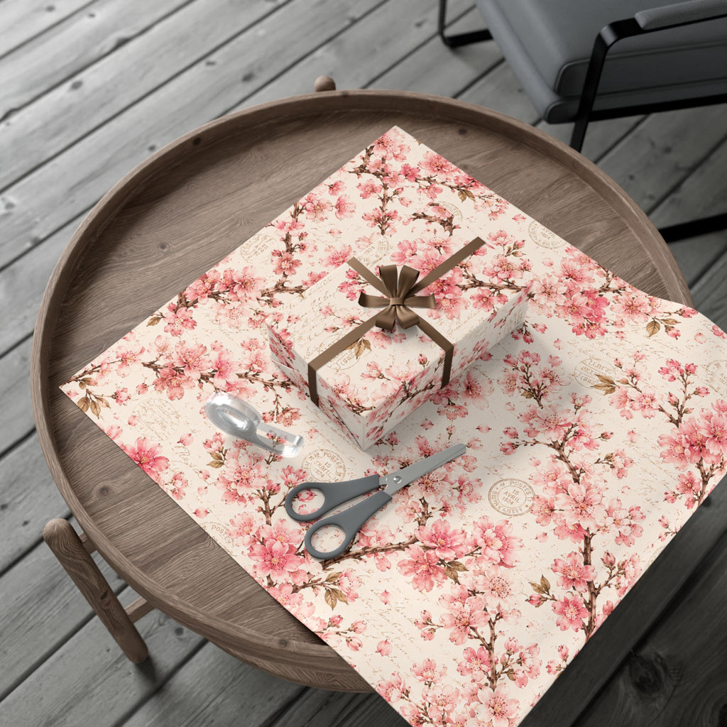 Gift Wrap Paper — Vintage sakura with postal accents
