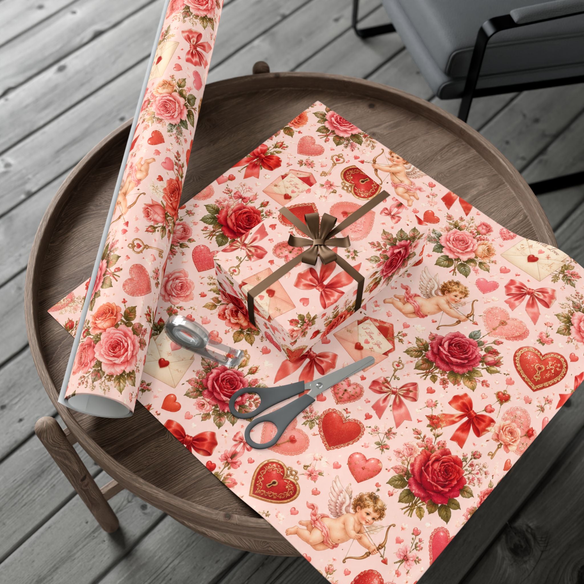 Gift Wrap Paper — Romantic vintage Valentine pattern