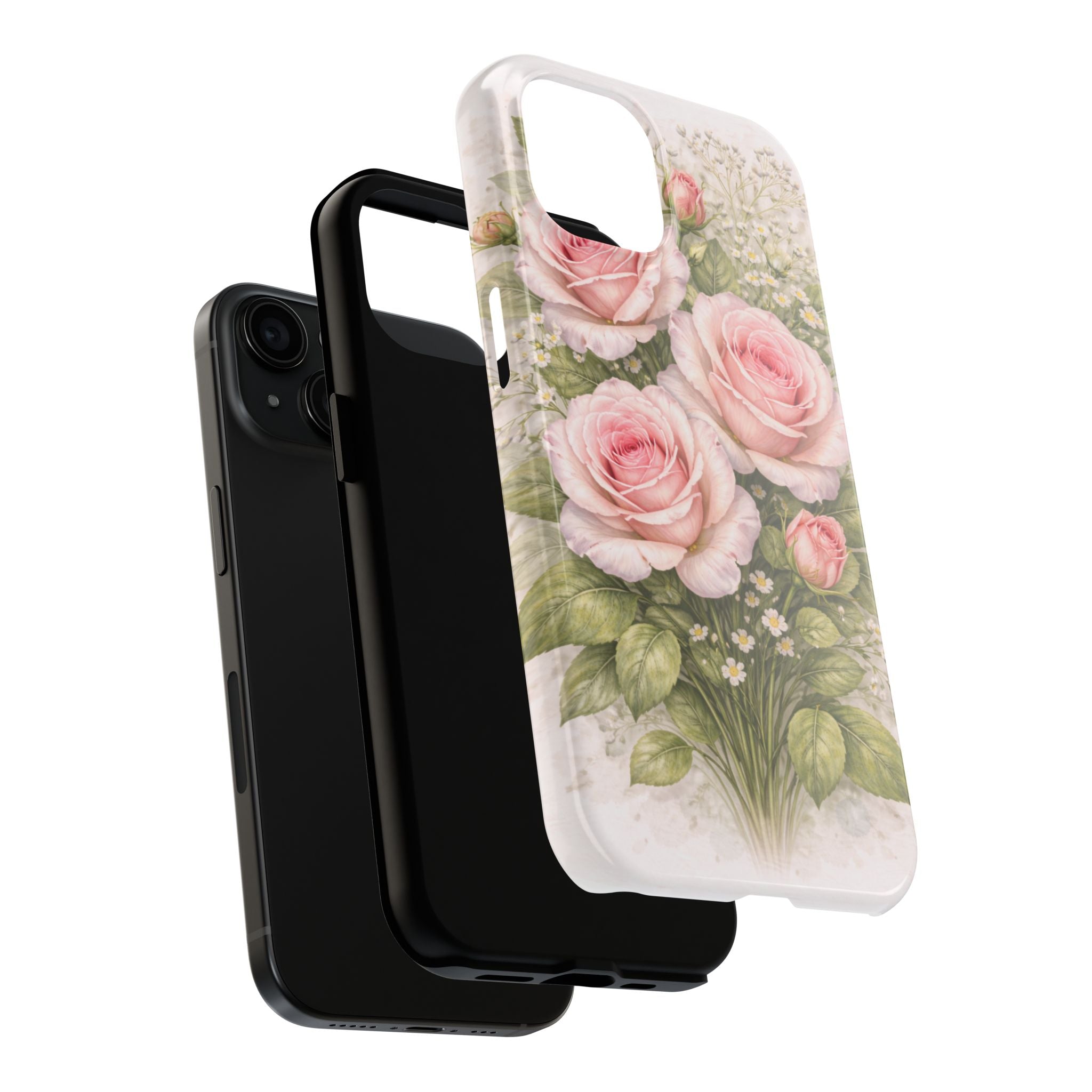 Pink rose bouquet with delicate flowers Phone Case — Tough Protective Phone Case